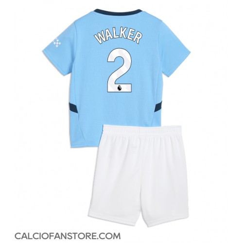 Maglia Calcio Manchester City Kyle Walker #2 Prima Divisa Bambino 2024-25 Manica Corta (+ pantaloncini)